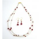 BRD987  Handcraft Your Jewelry Siam Red Crystals AB Siam Red 3 Strand Necklace Set