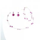 BRD990  Fabulous Crystals Fuschia Jewelry Bridal Prom Bridemaids Complete Set