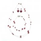 BRD995  Sexy Passion Red Jewelry Genuine Siam Red Crystals Necklace Set