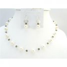 BRD011  Low Prices Ivory Pearls Smoky Quartz Swarovski Crystal Fashion Jewelry Set