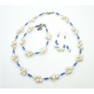 NSC714  Unique Cheap Swarovski Crystals Freshwater Pearl Sapphire Blue Jewelry