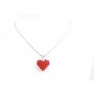 NSC715  Passion Bright Siam Red Crystals Small Dainty Heart Pendant Necklace