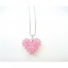 NSC725  Romantic Valentine Gift Lite Rose Crystals Puffy Heart Pendant Jewelry