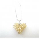 NSC726  Golden Shadow Crystals Puffy Heart Pendant Handmade Romantic Jewelry