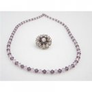 NSC734  Necklace w/ Matching Brooch Bridemaids Lite & Dark Amethyst Necklace