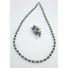 NSC735  Inexpensive Necklace & Brooch Wedding Party Jet Black Diamond Crystals