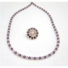 NSC737  Lite Dark Amethyst Brooch Matching Necklace Wedding Bridemaids Jewelry