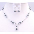 NSC738  Trendy Classy Stylish Tahitian Pearls & Clear Crystals Wedding Jewelry