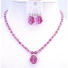 NSC746  Swarovski Cosmic Bead Pendant Earrings Rose & Fuschia Crystals Jewelry