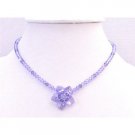 NSC747  Handmade Voilet & Amethyst Crystals Flower Heart Petals Necklace