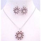 NSC758  Japanese Glass Bead Swarovski Siam Red Crystals Round Pendant Necklace