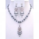 NSC762  Affordable Tahitan Pearls Earrings Swarovski Clear Crystals Necklace
