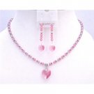 NSC763  Rose & Comet Argent Light Swarovski Crystals w/ Rose Heart Pendant Set
