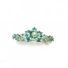 HA514  Peridot Crystals Prom Wedding Hair Barrette Dark Green Flower Barrette