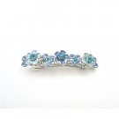 HA519  Filigree Blue Barrette Aquamarine Crystals Light & Dark Hair Barrette