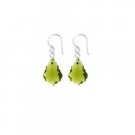 ERC631  Baroque Crystals Swarovski Peridot Crystal Sterling 92.5 Hook Earrings