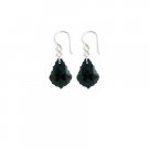 ERC635  Baroque Crystals Earrings Sterling 92.5 Black Jet Crystals Earrings