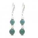 ERC640  Multifaceted 10mm Jade Glass Beads Stone With AB Crystals Earrings