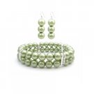 TB943  Bridal Wedding Green Pearls Bracelet Earring Gift Inexpensive Jewelry