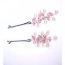 HA543 Handmade Bridal Hair Pin Genuine Freshwater Pearls & Rose Crystals Hair Pin