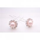 HA547  Wedding Bridal Hair Pin Rose Pearls Hair Pin With CZ