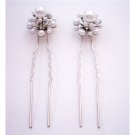 HA559  Prom Hair Accessories White Pearls Hair Pin For Wedding