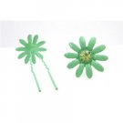 HA553  Girls Birthday Gift Green Hair Pin With Emerald Crystals Metal Hair Pin