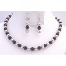 NS795  Matching Dress Black & Champagne Pearls Jewelry Prom Bridemaids Set