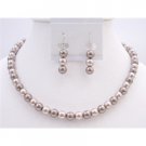 NS800  Girls Gift Necklace Set Champagne Pearls & Bronze Pearls Prom Jewelry Set