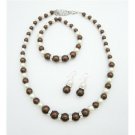 NS811  Sparkling Jewelry Prom Wife Wedding Jewelry Burnt Brown & Ivory With Diamond Spacer