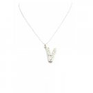 UNE252  Sparkling Alphabet V Pendant Diamante Fully Embedded Cubic Zircon Necklace