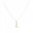 UNE269  Shimmering Pendant Embedded Cubic Zircon Alphabet Pendant L Necklace