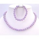 GC134  Girls Jewelry Gift Purple Round Beads Necklace Bracelet Christmas Gift