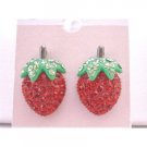 GC171  Earrings Tempted Juicy Strawberry Stud Earrings Sparkling Embedded With Red Crystals