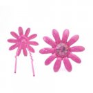 GC173  Girls Jewelry Fuschia Flower Hair Pin With Matching Crystals Jewelry Gift