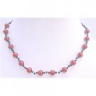 GC074  Classic Acrylic Red Maroon Beads & Black Beads Necklace