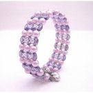 UBR212  Pink & Lavender Cuff Bracelet Stretchable Lavender & Pink Pearls Bracelet