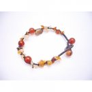 UBR216 Jewelry Fabulous Carnelian Stone Nugget Chips Accented In Interwoven Cord Bracelet