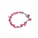 UBR217  Coral Red Bracelet Return Gift Jewelry With Coral Bead Accented Interwoven Cord Bracelet