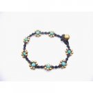 UBR224  Turquoise Semi Precious Affordable Cheap Jewelry Interwoven Cord Bracelet