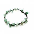 UBR225 Bracelet Jade Green Stone Nugget Interwoven Bracelet & Jade Green Beads