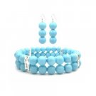 TB948  Fantastic Jewelry Bracelet & Earrings In Pool Blue Pearls New COlor Pool Blue Jewelry