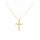 N837 Sleek & Dainty Cross Pendant in Micron Gold & Embedded With Swiss CZ Cross Pendant