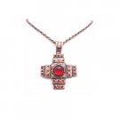 N843 Copper Cross Pendant Is Embeded With 14mm Glass Square Bead Beautiful Copper Necklace