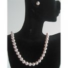 BRD435  Rose Pink Pearls Handcrafted Swarovski Necklace Stud Pearls Earrings
