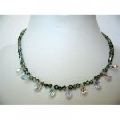 BRD272  Bridal Bridemaids Swarovski Chrysolite Crystals AB Briolettes Necklace