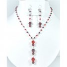 BRD029  Christmas Gift Wedding Crystals Siam Red & Garnet Handcrafted Jewelry Set