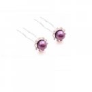 HA570  Bridal Hair Pin In Dark Purple Pearls Bridemaids Hair Accessories
