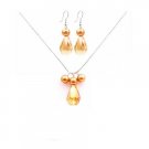 NS844  Gold Pearls & Topaz Crystals Teardrop Jewelry Set Affordable Inexpensive Jewelry