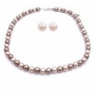 NS829  Bridemaids Latte Jewelry Necklace With Stud Earrings Latte Jewelry Bronze & Champagne